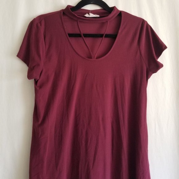 Pink Rose maroon short sleeve dress size M (109) - Picture 3 of 7